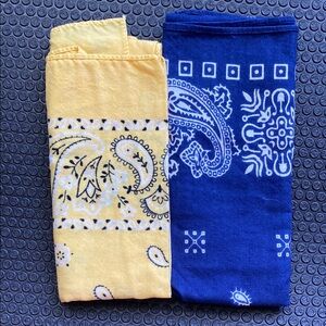 Yellow and Blue Paisley Bandanas